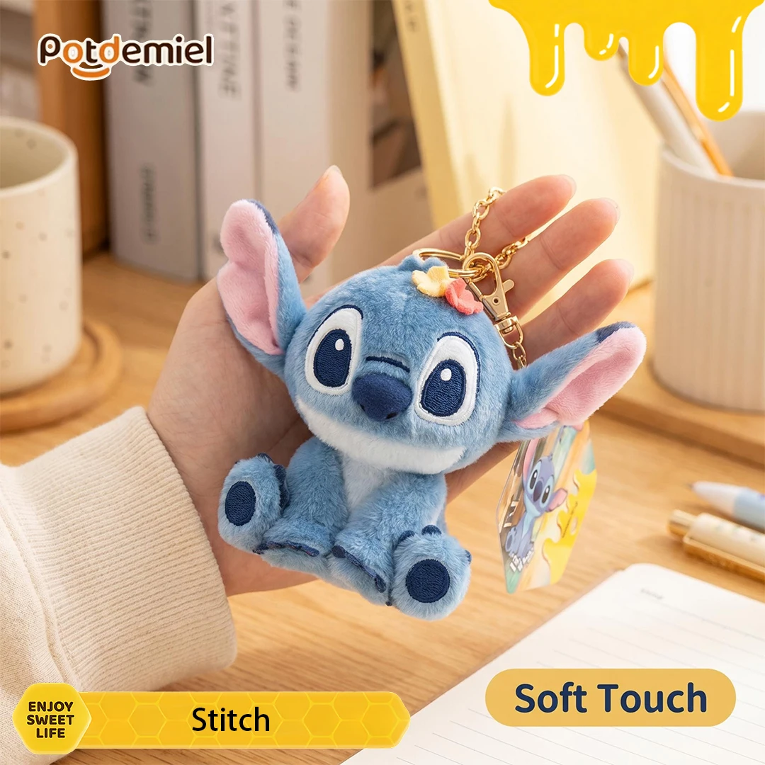 Potdemiel Disney Stitch Llavero de Peluche, Muñeco Animal, Colgante para Mochila, Juguete de Peluche, Adorno, Suave, Kawaii, Lindo, Regalo para Niños