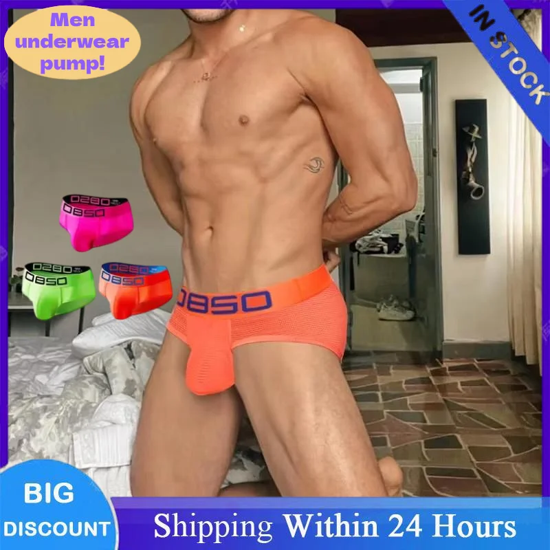 

1/2 PCS Men Sexy Briefs Mesh Fabric Fine Male Underwear Slip Low Waist Men's Panties Male Underpants U Convex Cuecas Briefs