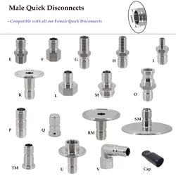 Homebrew Beer Male Quick Disconnects 304 Stainless Steel Ball Lock Style