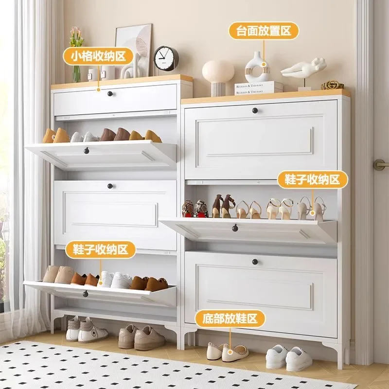 12Cm ultra-thin shoe household indoor tipping bucket door against the wall small shoe cabinet entry very narrow entrance locker