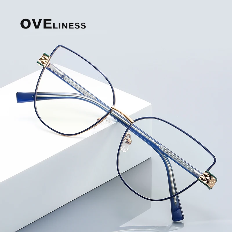 Spectacles butterfly shape Anti Blue Light Computer Glasses women Metal Frame Far Sight Glasses Clear Optical Frame Causel Frame