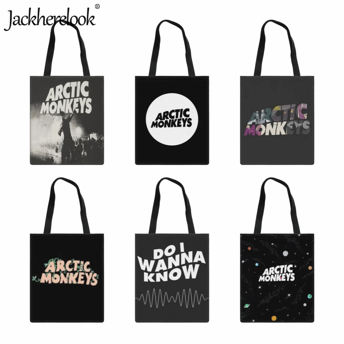 Jackherelook Sound Wave Rock Band Arctic Monkeys Women Shopping Bag Eco Friendly Canvas Bag New Large Capacity Tote Shoulder Bag