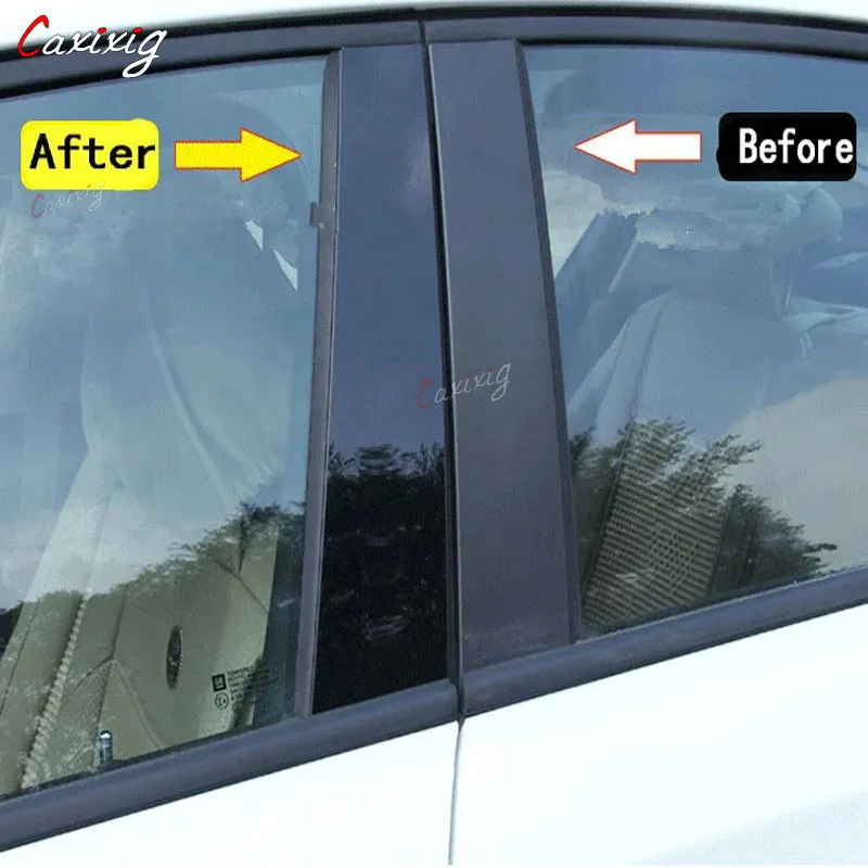 8Pcs Car Pillar Posts Window Door Moulding Trims Sticker  Fit For Nissan Qashqai J11 2016 2017 2018 2019 2020-2022 Glossy Black