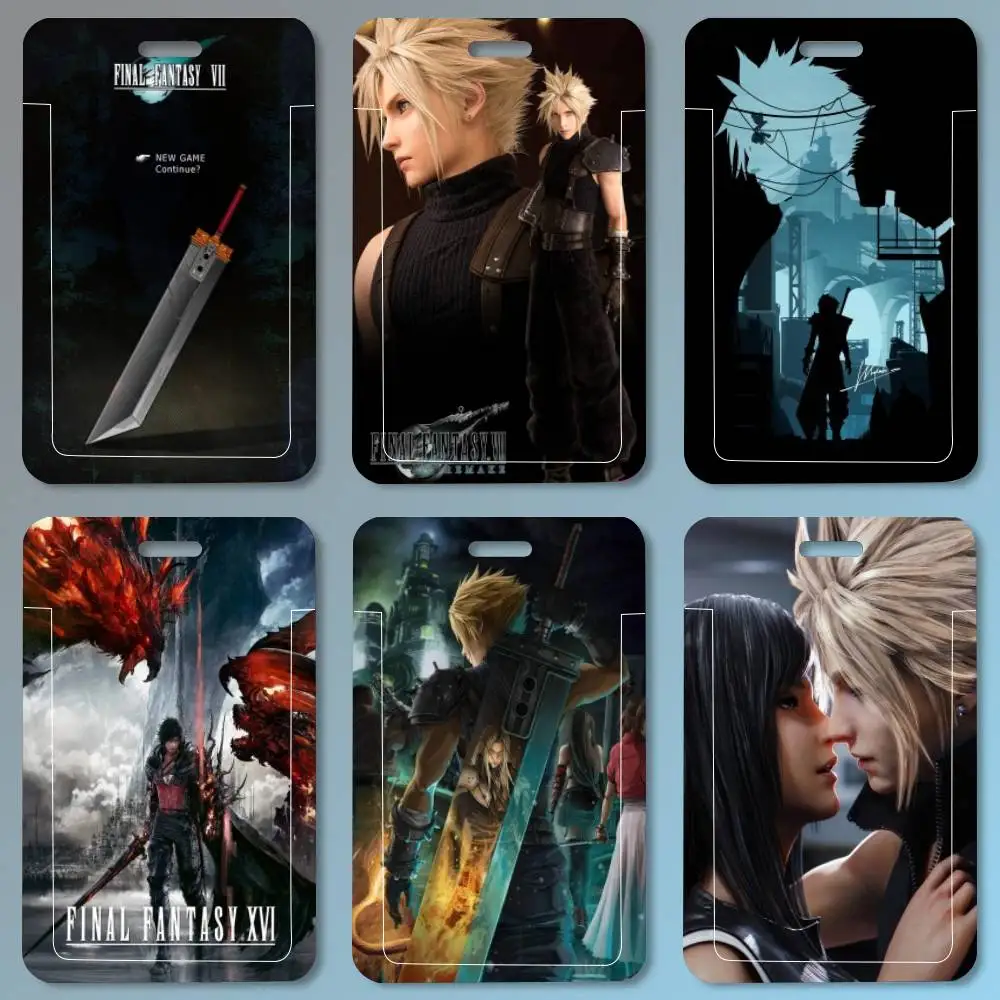 Popular Games Final Fantasy VII Remake ID Card Holder Lanyard Covers Women Men Work Permit Holder Students Kids Bus Cards Case