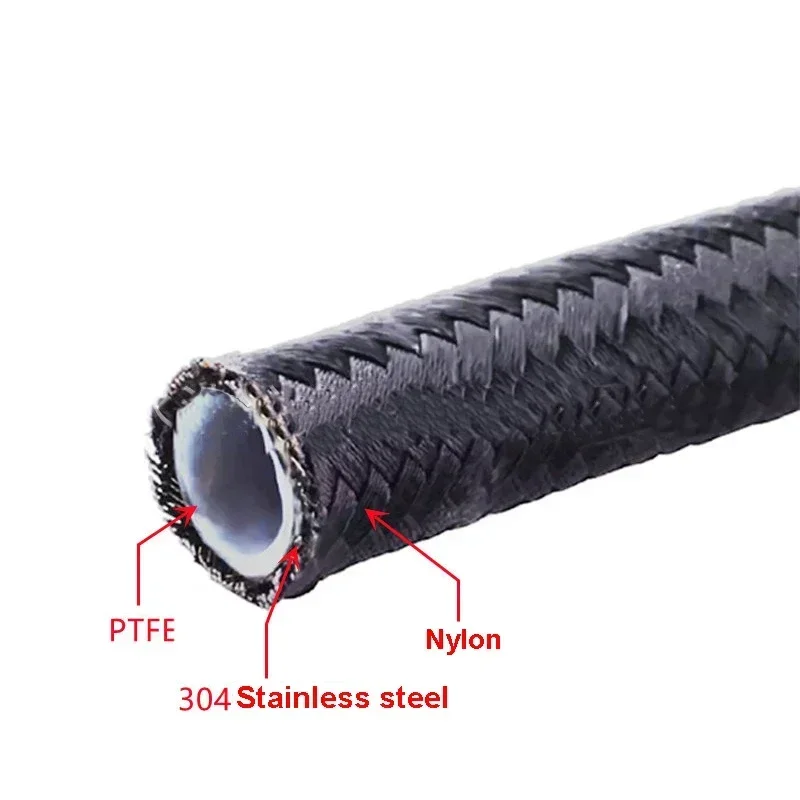 3FT AN3 AN4 AN6 AN8 AN10 AN12 العالمي خرطوم الوقود النفط الغاز برودة خط الأنابيب أنبوب داخل PTFE النايلون الفولاذ المقاوم للصدأ مزدوجة مضفر