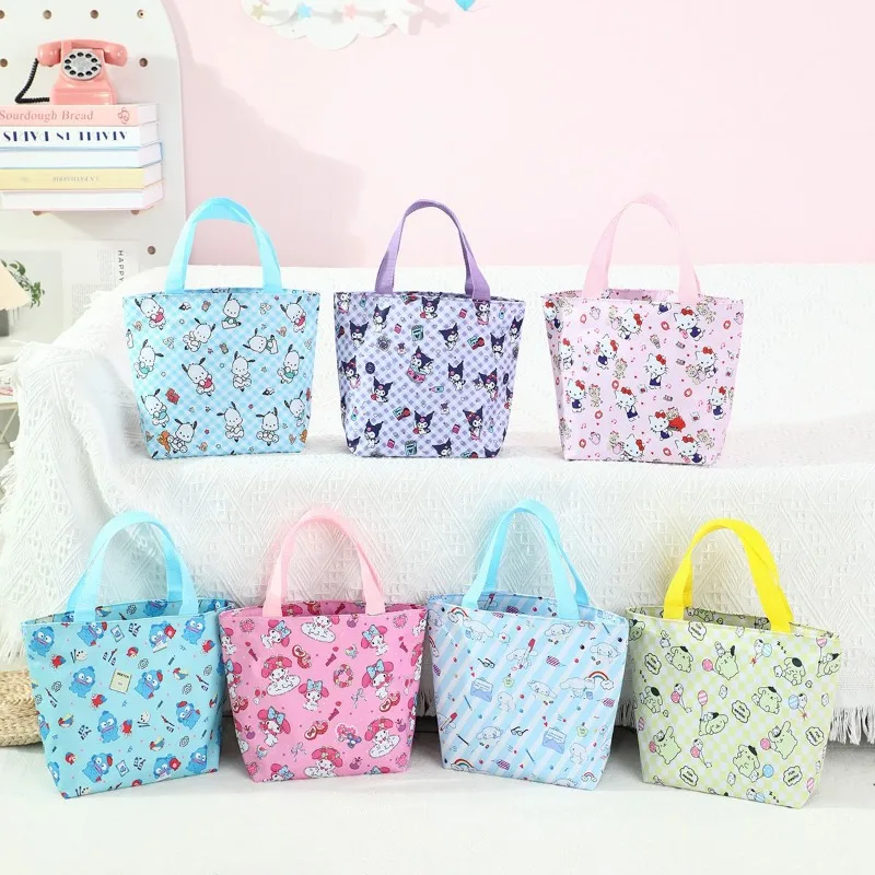 

New Cartoon Sanrio Hello Kitty Lunch Bag Fashion Canvas Handbag Organizer bag Cute Kuromi Tote Bag Outdoor Storage Picnic Pouch