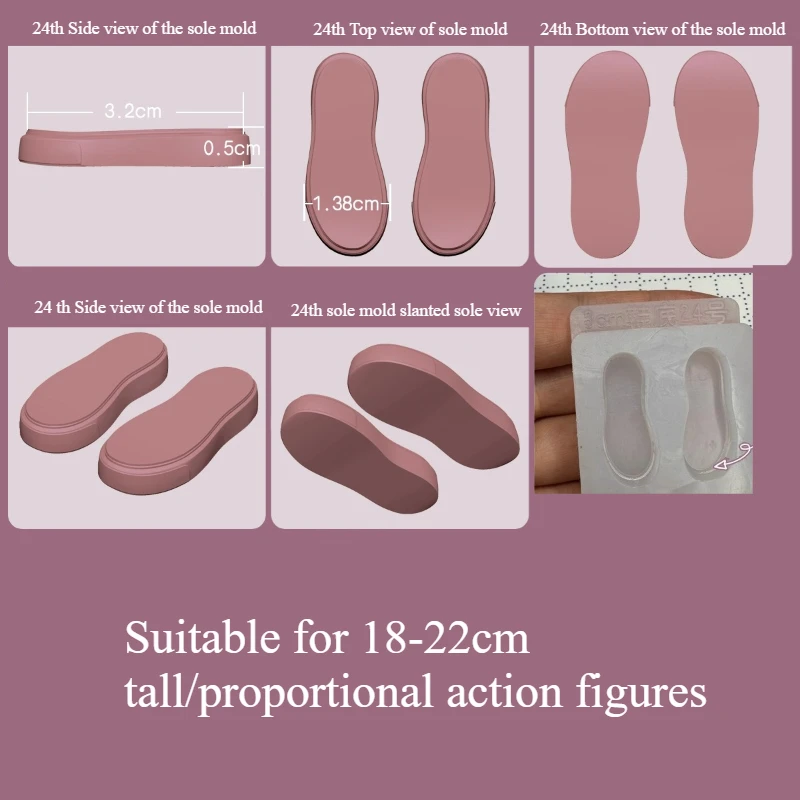 Doll Shoe Sole Silicone Mold DIY Ultra-light Clay Stone Plastic Clay Create Cartoon Characters Shoe Accessories Shoe Sole Mold
