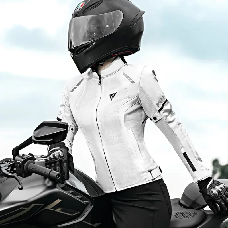 MOTOWOLF Summer Women's Motorcycle Jacket Breathable Mesh Motorbike Jacket Outdoor Anti Drop Motorcycle Riding Clothes