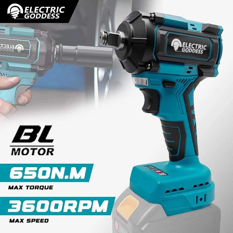 Electric Goddess  650N. m Torque Brushless Electric Impact Wrench Cordless Multifunction Car Repair  For 18V Makita Battery ﻿Pin