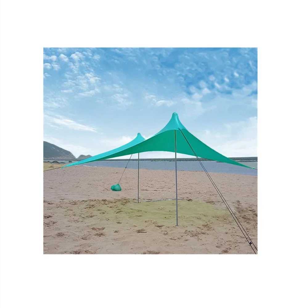 

Sunshade Pop Up Beach Tent Beach Sun Shade with Sandbag Anchors and Pegs UPF 50+ Light Beach Sun Shelter Canopy