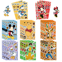 32Sheets Children DIY Puzzle Sticker Winnie Mickey Character Face Assemble Stickers Kids Toys Boys Girls Gifts