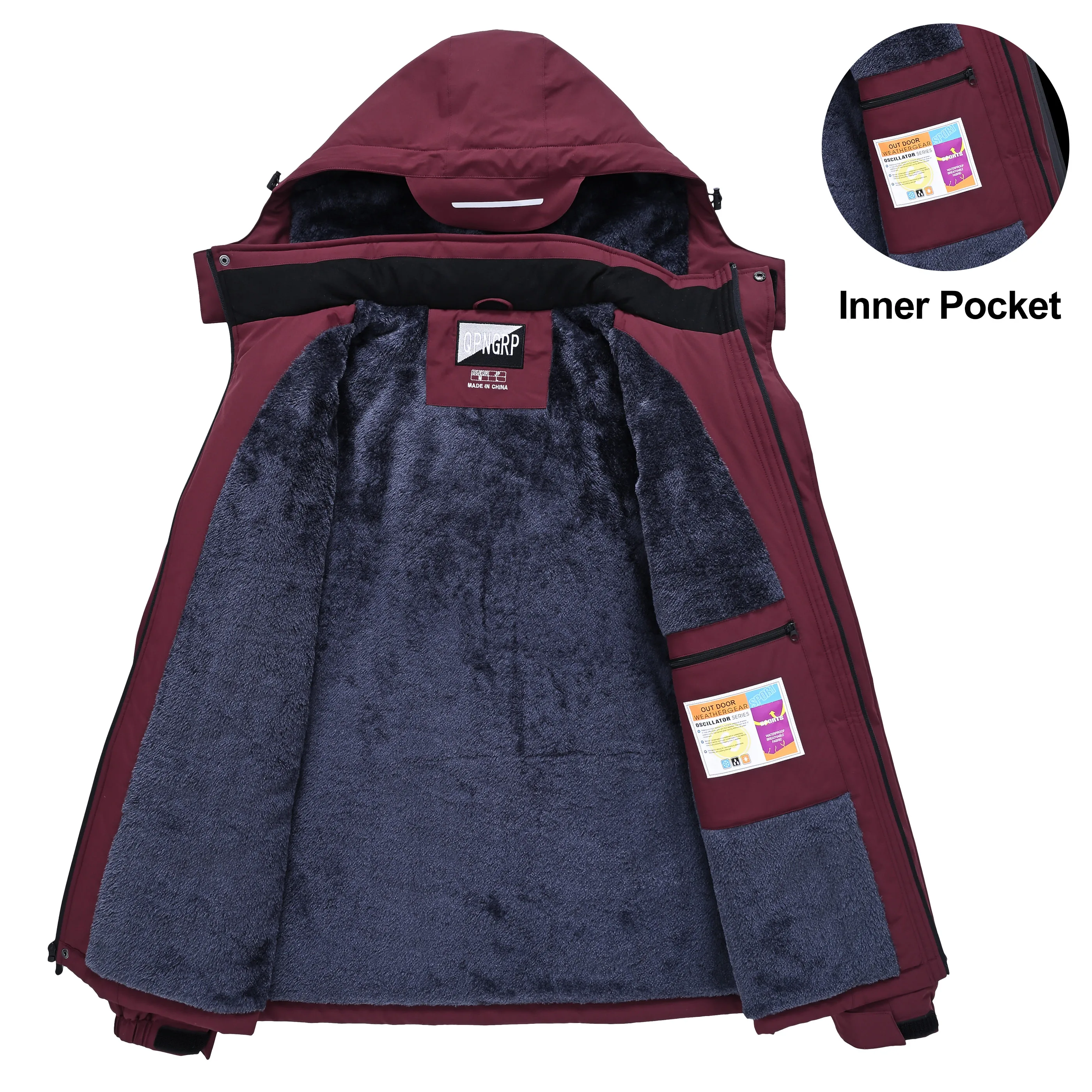 Winter Wasserdichte Winddichte Fleece-Gefütterte Jacken Herren Wanderjacken Outdoor Abnehmbare Kapuzenmäntel Ski Snowboard Oberbekleidung – Detail 18