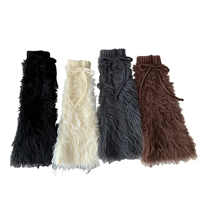 شتاء دافئ فروي تدفئة الساق Y2K لوليتا الفتيات غطاء للقدم JK جوارب يابانية شتاء دافئ سميكة Harajuku جوارب طويلة فضفاضة