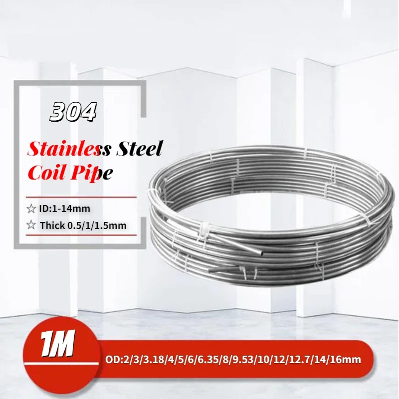 

1 Meters 304 Stainless Steel Coil Pipe Scroll Tube Stainless Steel Pipe Coiler Capillary Tube OD 2-16mm Wall Thick 0.5/1/1.5mm