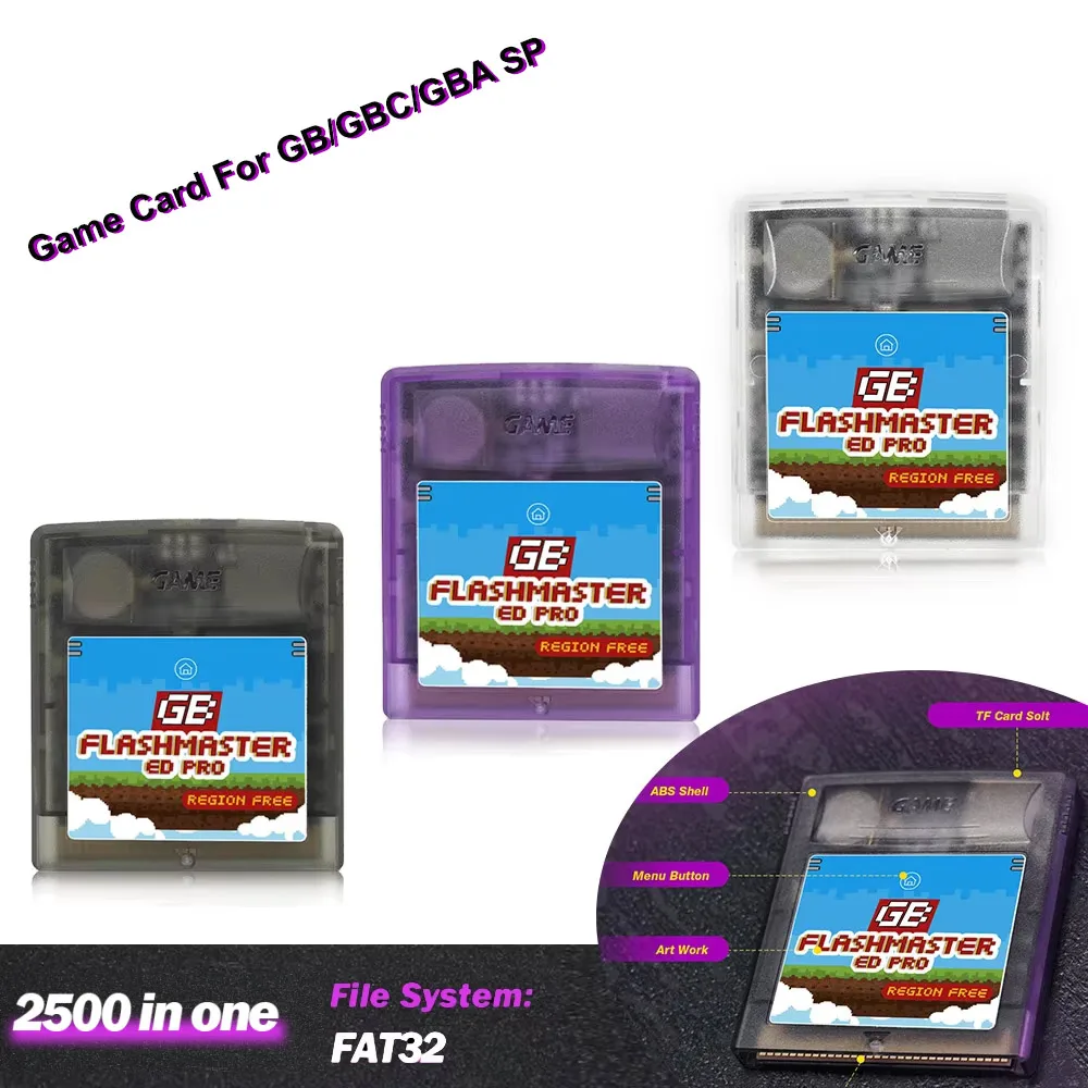 2500 IN 1 OS V4 ED Game Card For Gameboy/Gameboy Color/GBA SP Handheld Gaming Console With 8GB TF Card