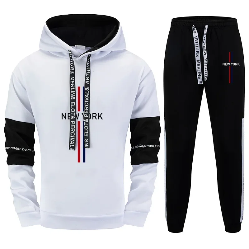 

2025 City Vibes Men's Sportswear Hoodie Sweatpants Autumn Winter Daily Casual Fashion Jogger Set Outdoor Sporty Fitness Outfits
