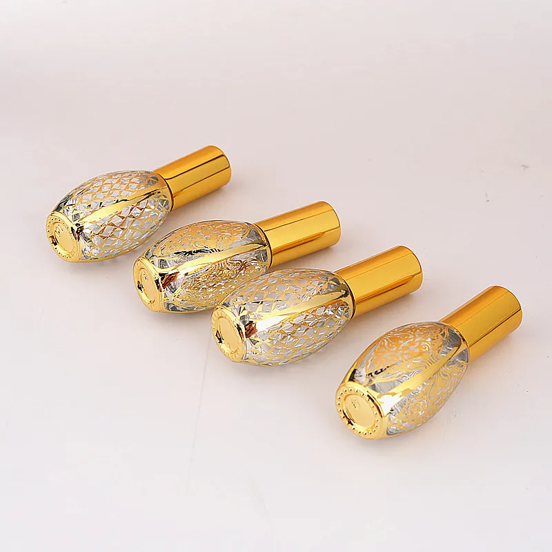 50pcs 10ml Gold Glass Perfume Bottle Portable Refillable Empty Containers Cosmetic Spray Atomizer Travel Sub-Bottle