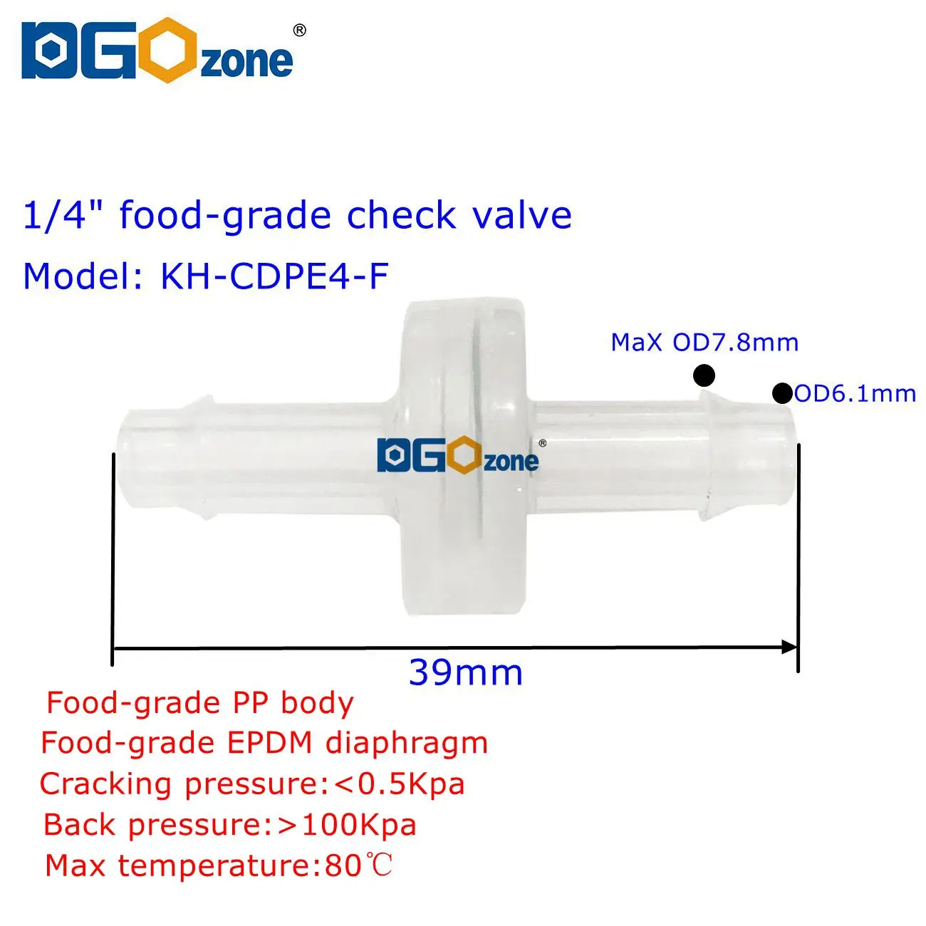 15pcs-Food-grade PP Plastic Check Valve One-way Valve 1/8