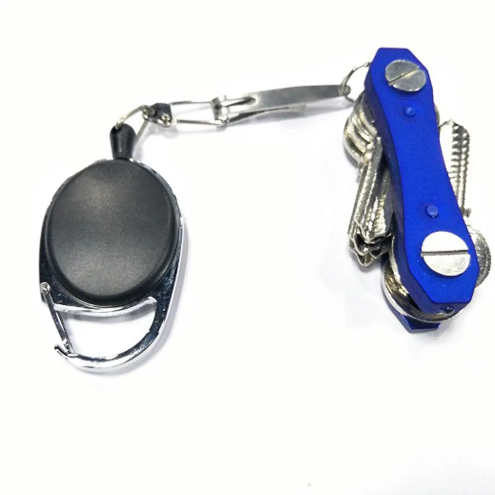 2Pcs Heavy Duty Retractable Keychain Badge Reel Alloy Cord Anti-Theft Key Holder for Office Outdoor Home Use