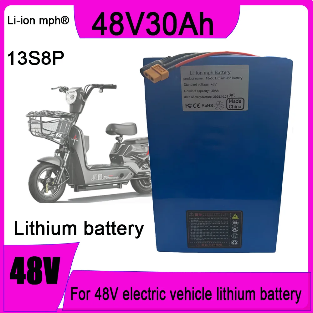 

NEW 30ah 48V 13s8p lithium-ion battery pack 48V 30Ah 2000W electric battery, built-in 50A BMS+chargerr 18650. 48v battery pack