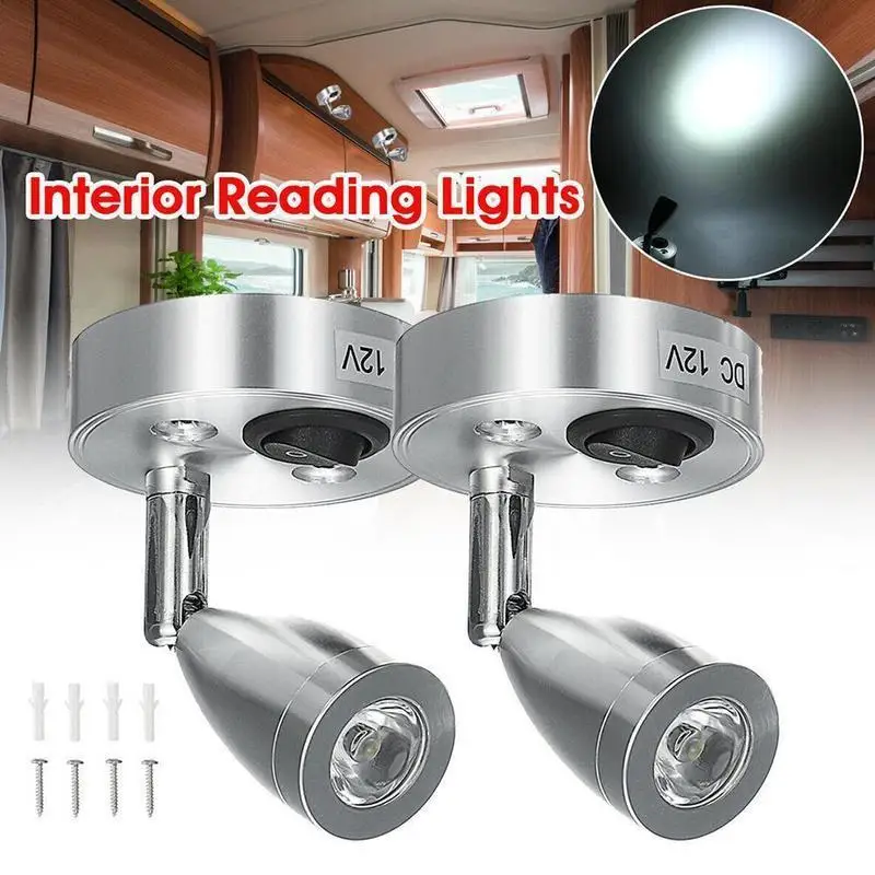 

2PC Dimming LED Reading Spot Light Bedside Wall Lamp For Camper Caravan RV Boat