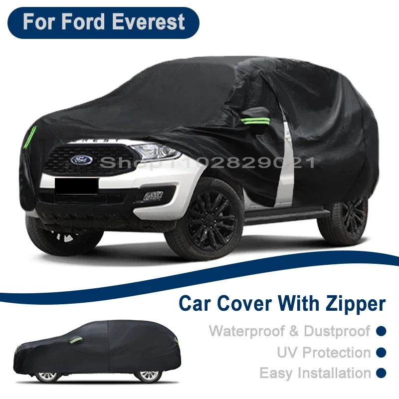 

Outdoor Full Vehicle Cover For Ford Everest - Side Zipper Design, Waterproof Dustproof Sun Protection Car Cover