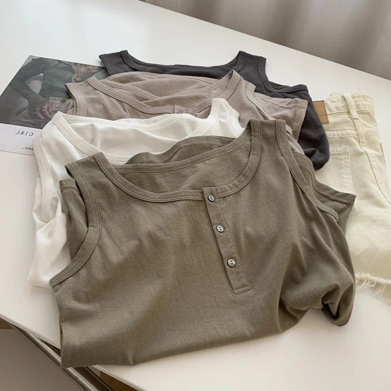 

plus Size Loose Casual ort Sve Women's Top Thin Summer Base irt Cover up Versatile Vest Korean Sle Commute Faion