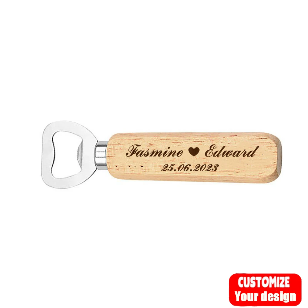 Your Design Here Personalized Engraved Wood Bottle Openers Wedding Party Souvenir Customized Beer Opener Wedding Gifts