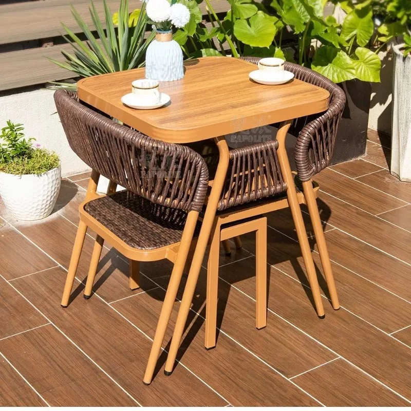 Outdoor tables and chairs courtyard garden dining table and chairs combination open-air villa home exterior pendulum new middle