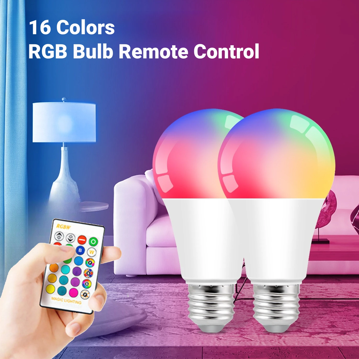 16 Colors RGB Bulb Remote Control 10W LED Multicolor Bulb E27 Base 220V Household Lighting Dimmable Atmosphere Neon Light