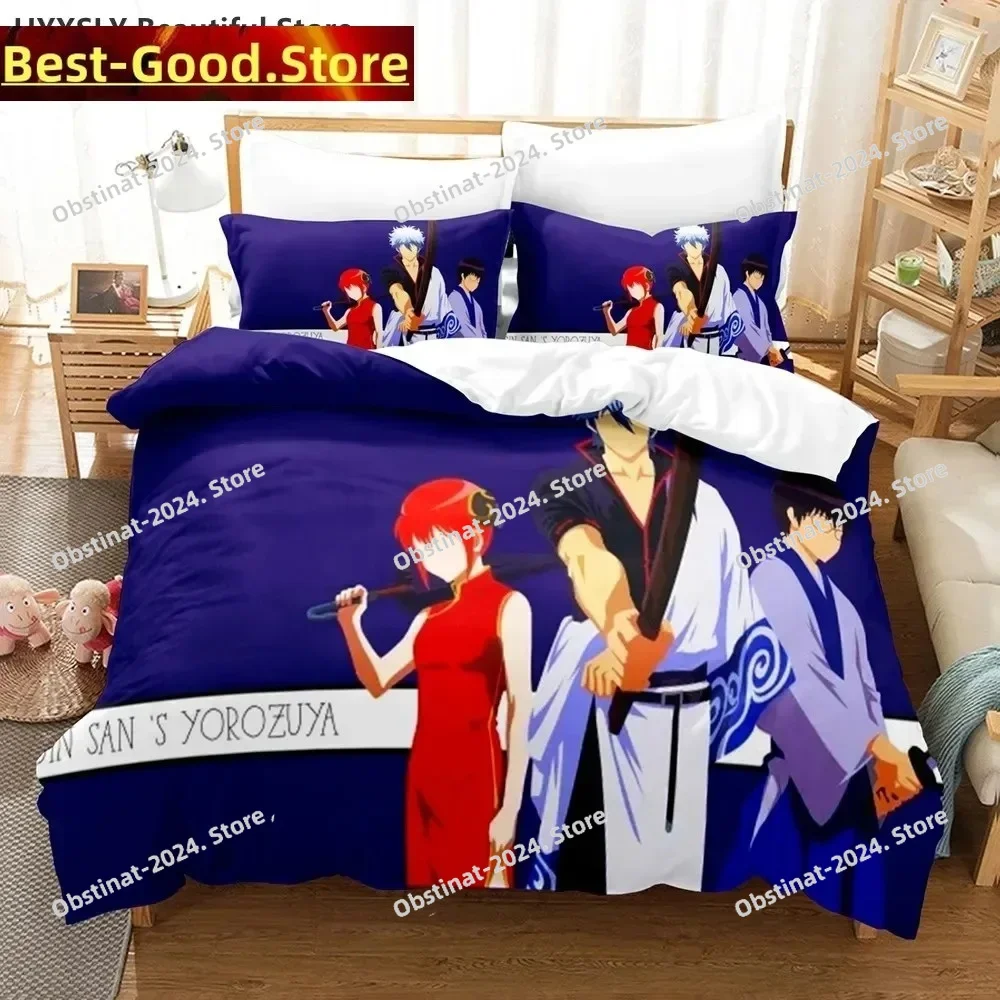 

Gintama Anime Bedding Set Quilt Cover Pillowcases Single Double Full Queen King Kids Teens 3D Sakata Gintoki Duvet Cover