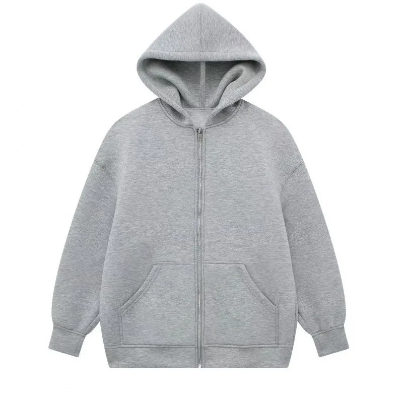 Women's Hooded Zip Up Long Sleeve Loose Jacket Fashion Oversized Casual Tops Sweatshirt Street Basic Sports Wear Vintage Clothes