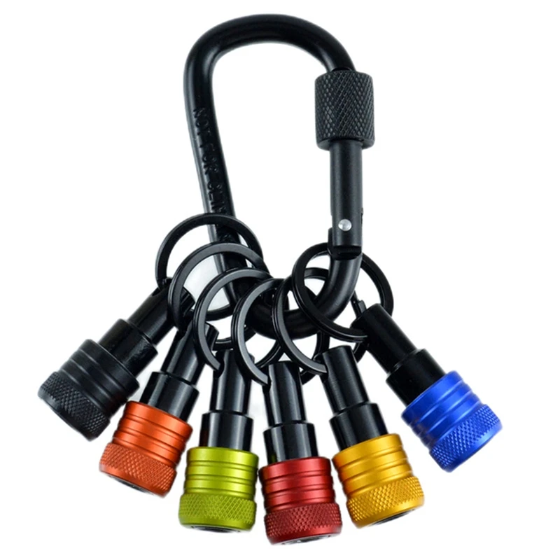 Bit Holder Keychain 6Pc -1/4In Hex Shank Bit Holders -For Nut Driver,Screwdriver & Drill Bits,Include Keychain Carabiner