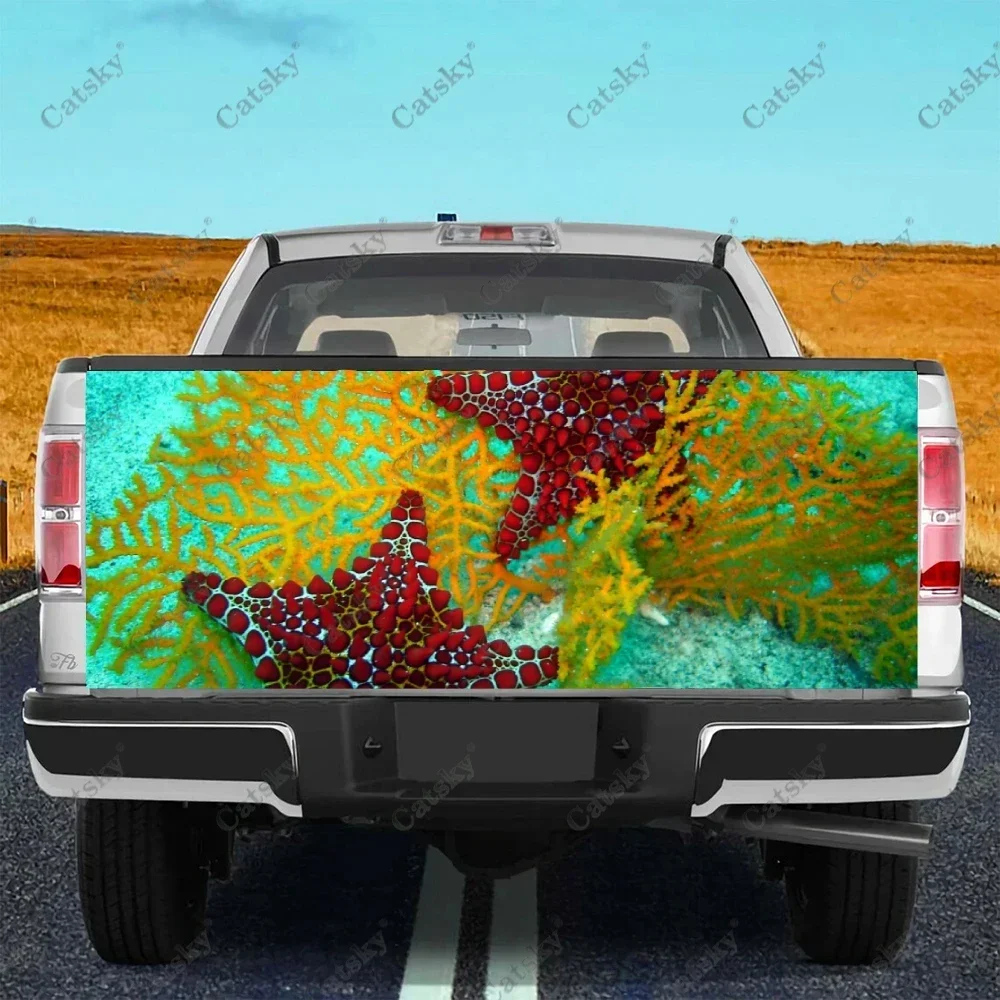 

Sea Animal Starfish Car Tail Trunk Protect Vinly Wrap Sticker Decal Auto Hood Decoration Engine Cover for SUV Off-road Pickup