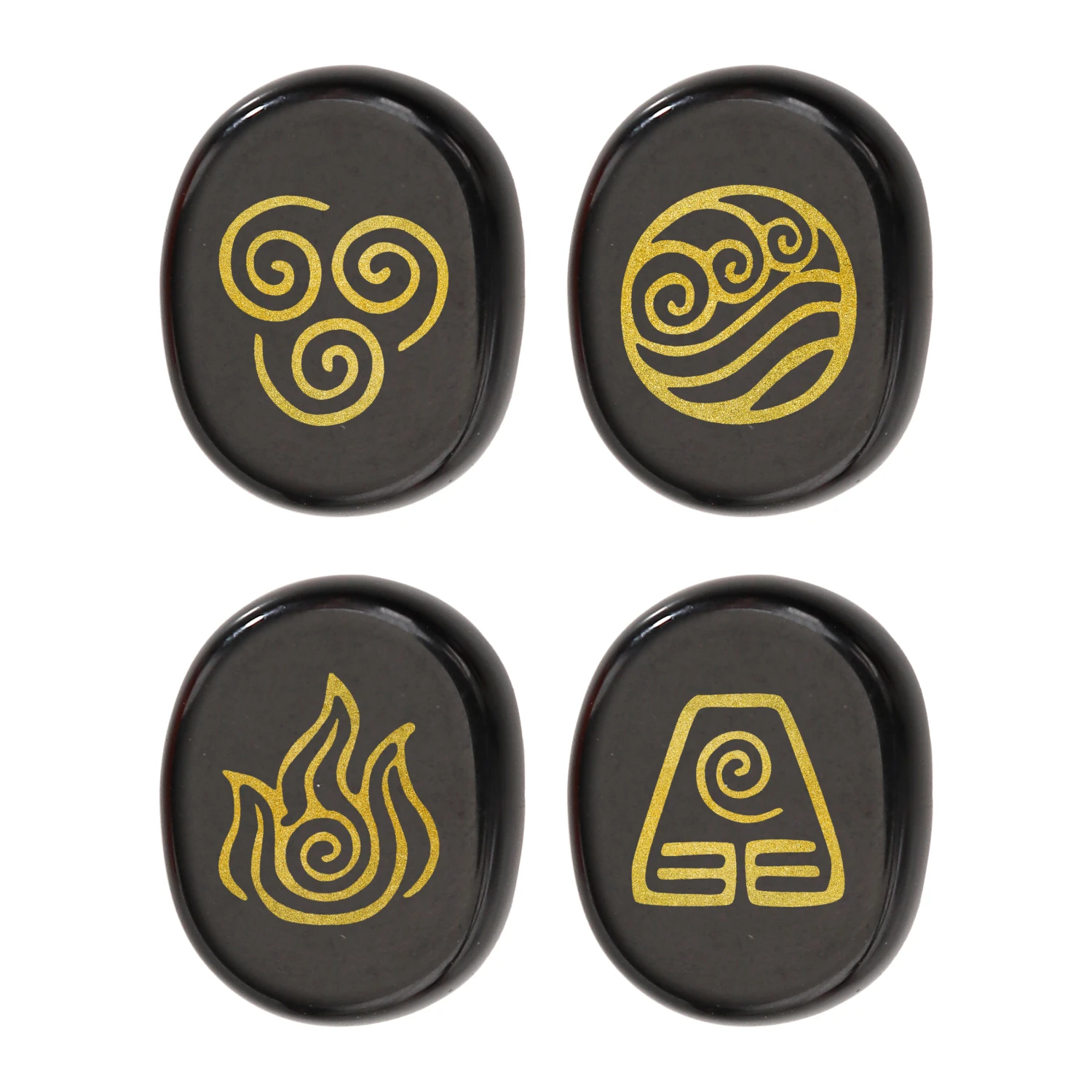 VGDS Hot 4Pcs/Sets Natural Crystal Quartz Gem Oval Universe Air Water Fire Earth Four Elements Symbol Energy Reiki Healing Stone