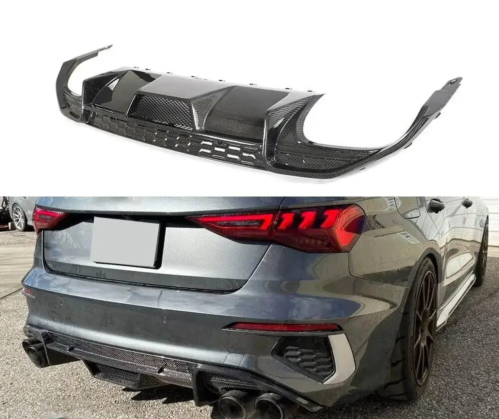 Carbon Fiber S3 Car Rear Diffuser for Audi S3 8Y A3 SLINE Sedan 4 Door 2021-2023 rear parts