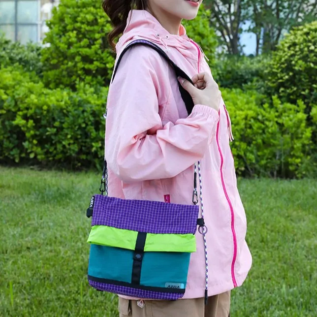 حقيبة كتف من النايلون رسم حبل الفم الاصطدام لون المشي حقيبة كروسبودي حقيبة ظهر للسفر مقاومة للماء