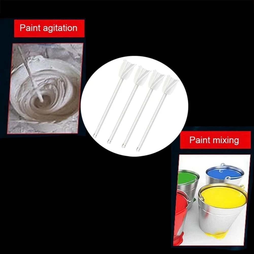 4 Pack Reusable Paint and Resin Mixer Paddles, Epoxy Mixer Attachment for Drill, Paint Stirrer Drill Attachment, White