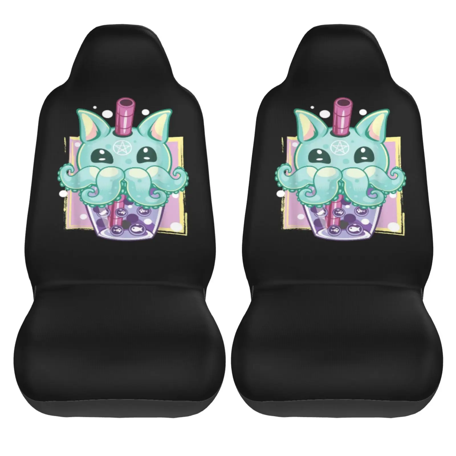 

Buff Pusheen Cat Print, 2-х шт., чехлы на переднее автокресло, универсальный защитный чехол для подушки, удобные чехлы на седло, подходят для большинства автомобилей