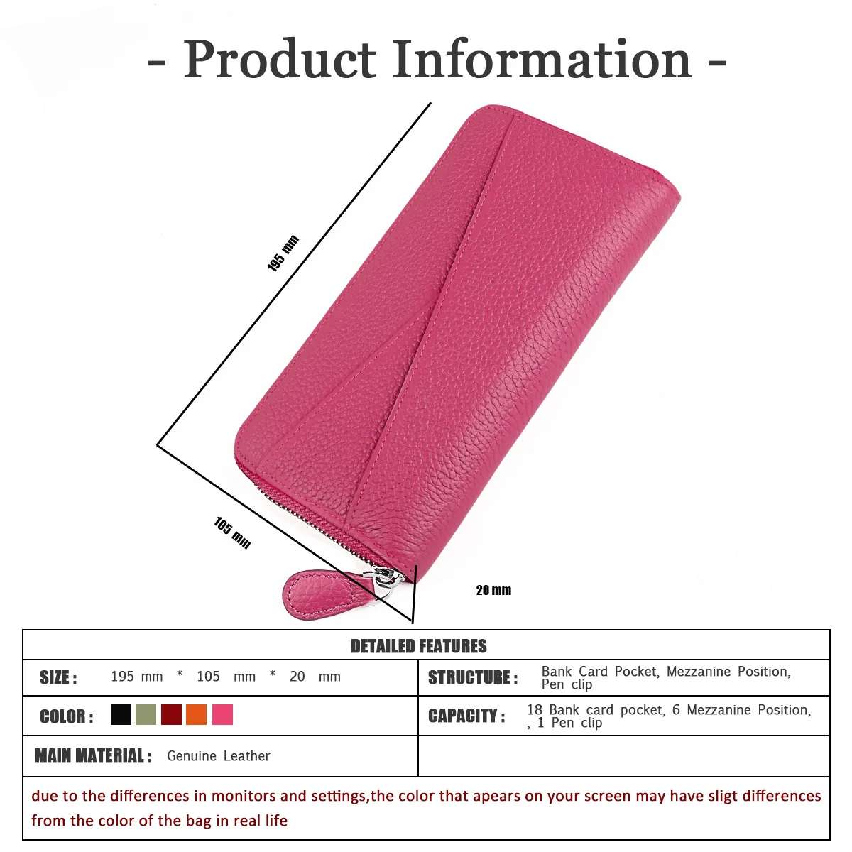 Cartera de cuero RFID para mujer, billetera con cremallera alrededor, cartera minimalista de gran capacidad, embrague de viaje, tarjeta de crédito, monedero largo