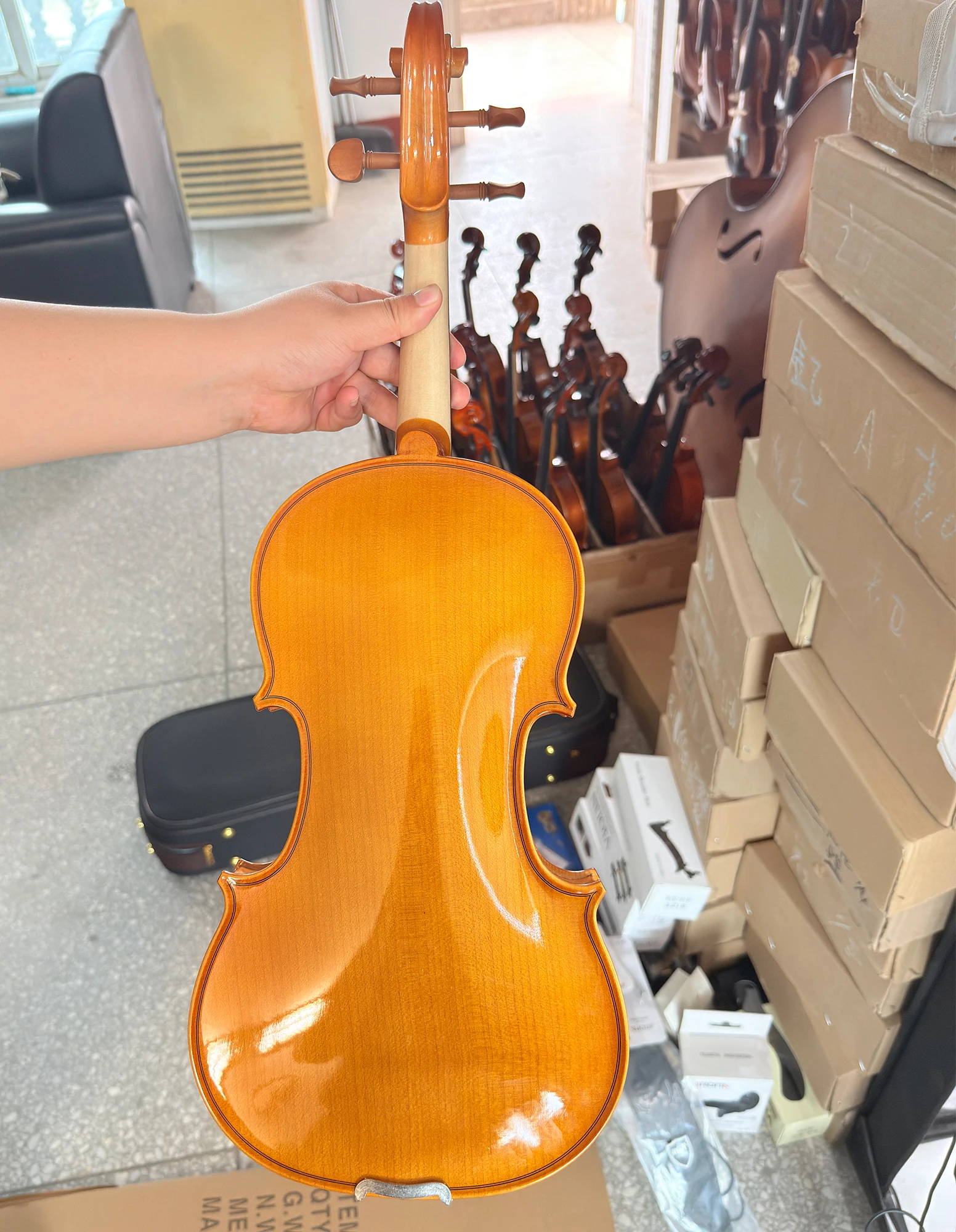 4/4 Handmade Student Violin for Beginners Bright Sound Practice Violin with Hard Case, Bow & Strings