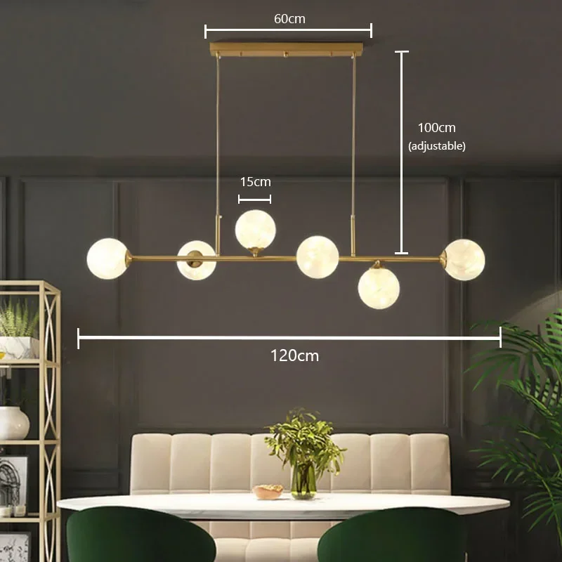 Nordic LED Pendant Lamp Chandelier Glass Ball Light for Living Room Kitchen Island Smoke Gold Hanging Lamps Home Decor Lighting