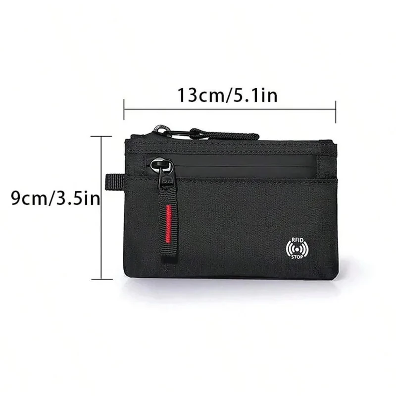 Luxury Rfid Credit Card Holder Anti Theft Slim Key Card Case with Carabiner Nylon Coin Purse Male Purse image 6