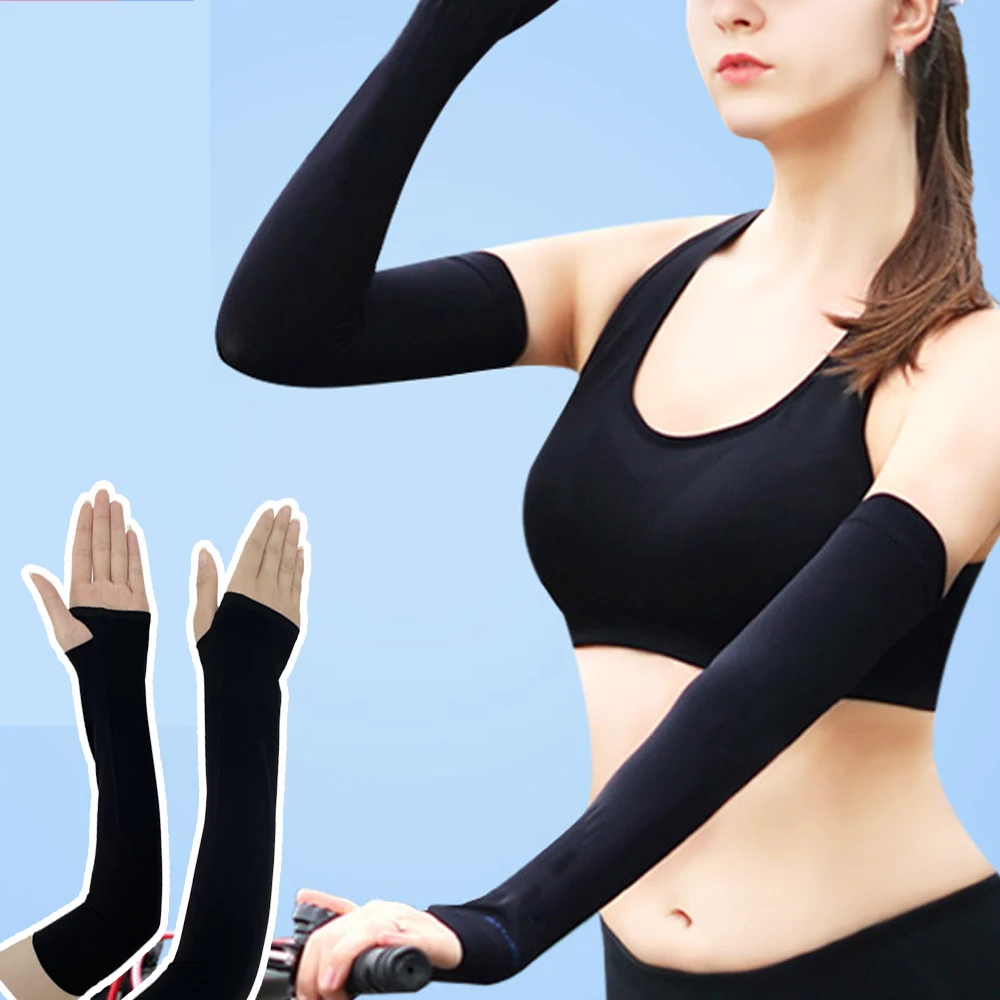 2024 Summer Ice Silk Anti-sunburn Sleeve Long Sleeves For Arm Protector Women Men Sunscreen Sleeves Cycling UV Protection Mangas