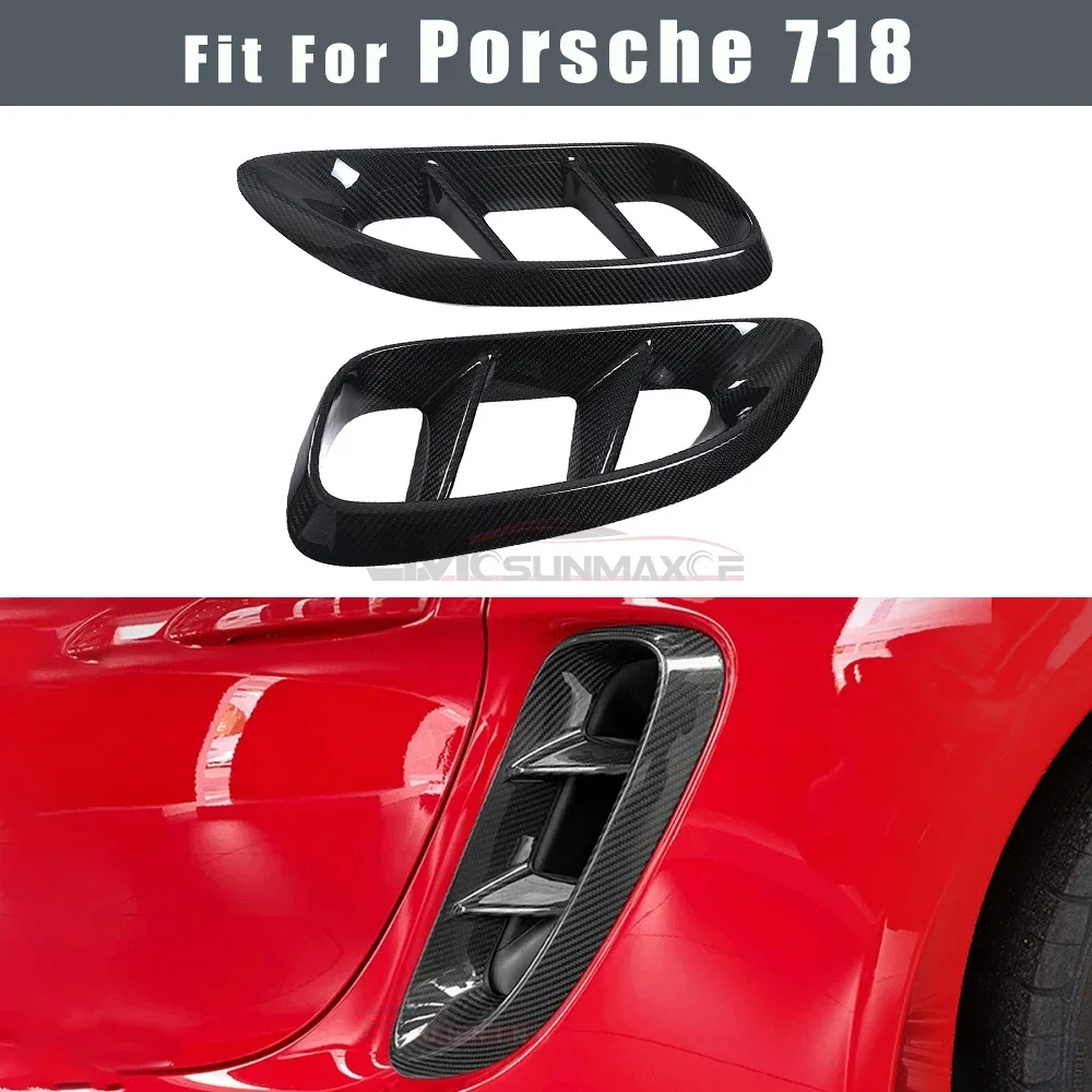 

For Porsche 718 Cayman Boxster 2016-2025 Real Carbon Fiber Side Fender Air Vent Frame Cover Trim