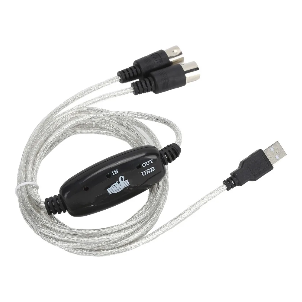 2 Meters MIDI Cable Input Output Indicator 5 Pin MIDI Converter No Driver Needed Plug Play for for XP / VISTA / OS X / Window7