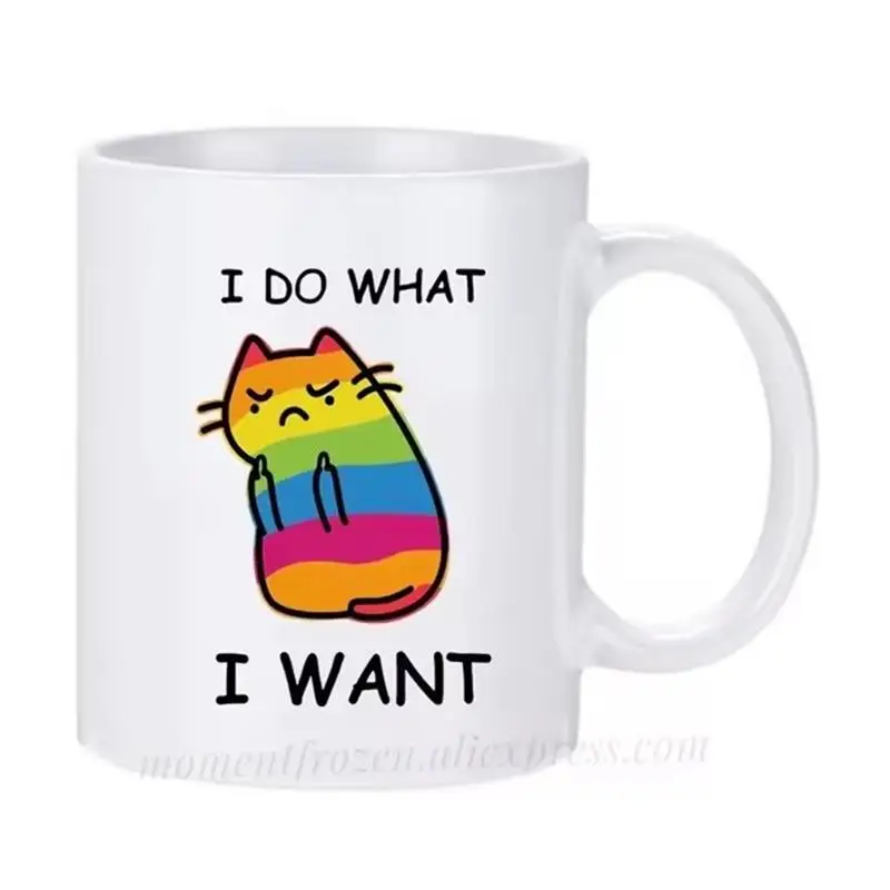 Cat Mugs I Do What I Want Coffeeware Friends Gifts Home Decal Breakfast Tableware Water Drinkware Teacher Students Coffeeware