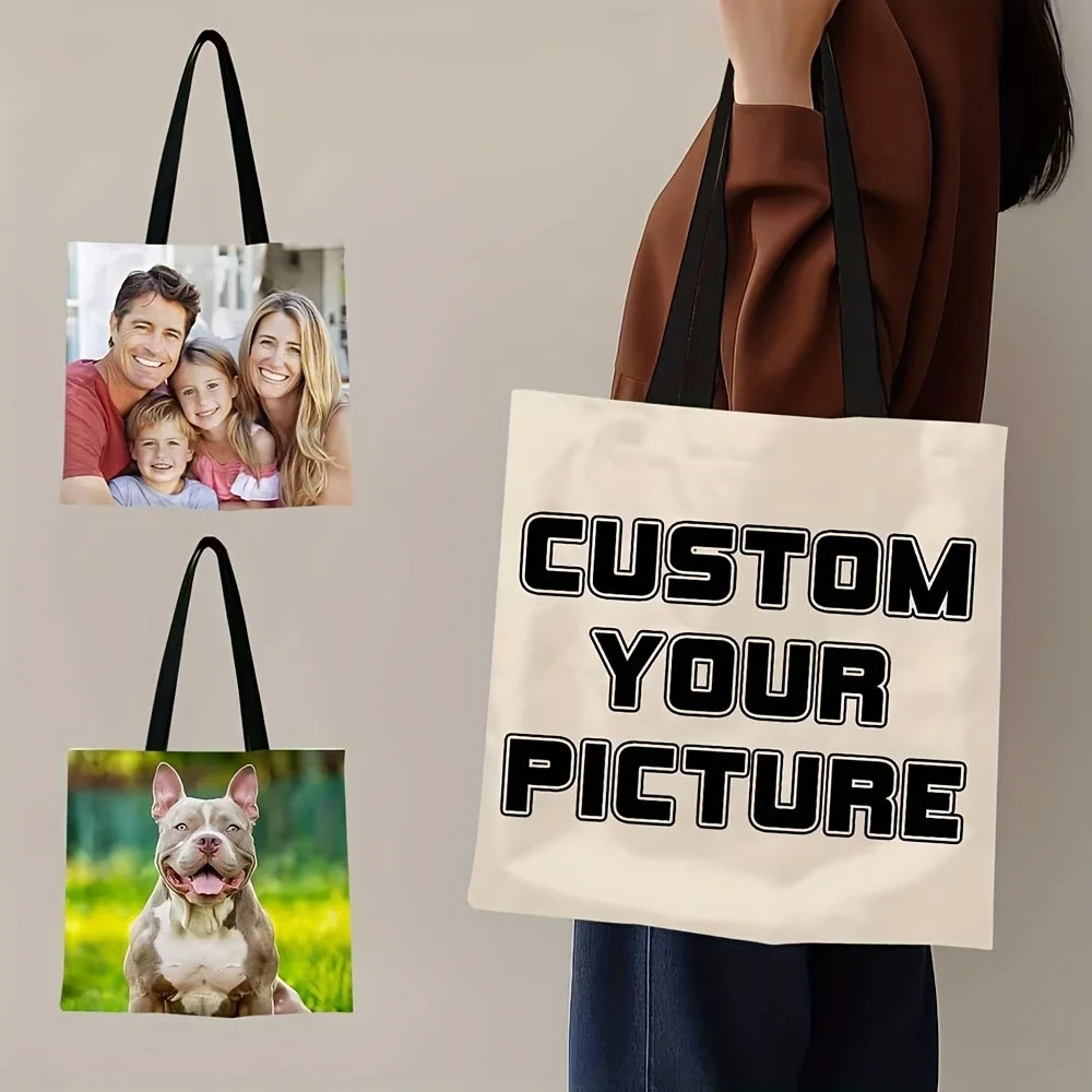 Benutzerdefinierte Polyester-Einkaufstasche, personalisierter Fotodruck, faltbare Umhängetasche mit wiederverwendbarem Design, Aufbewahrungstasche, Einkaufstaschen – Detail 1