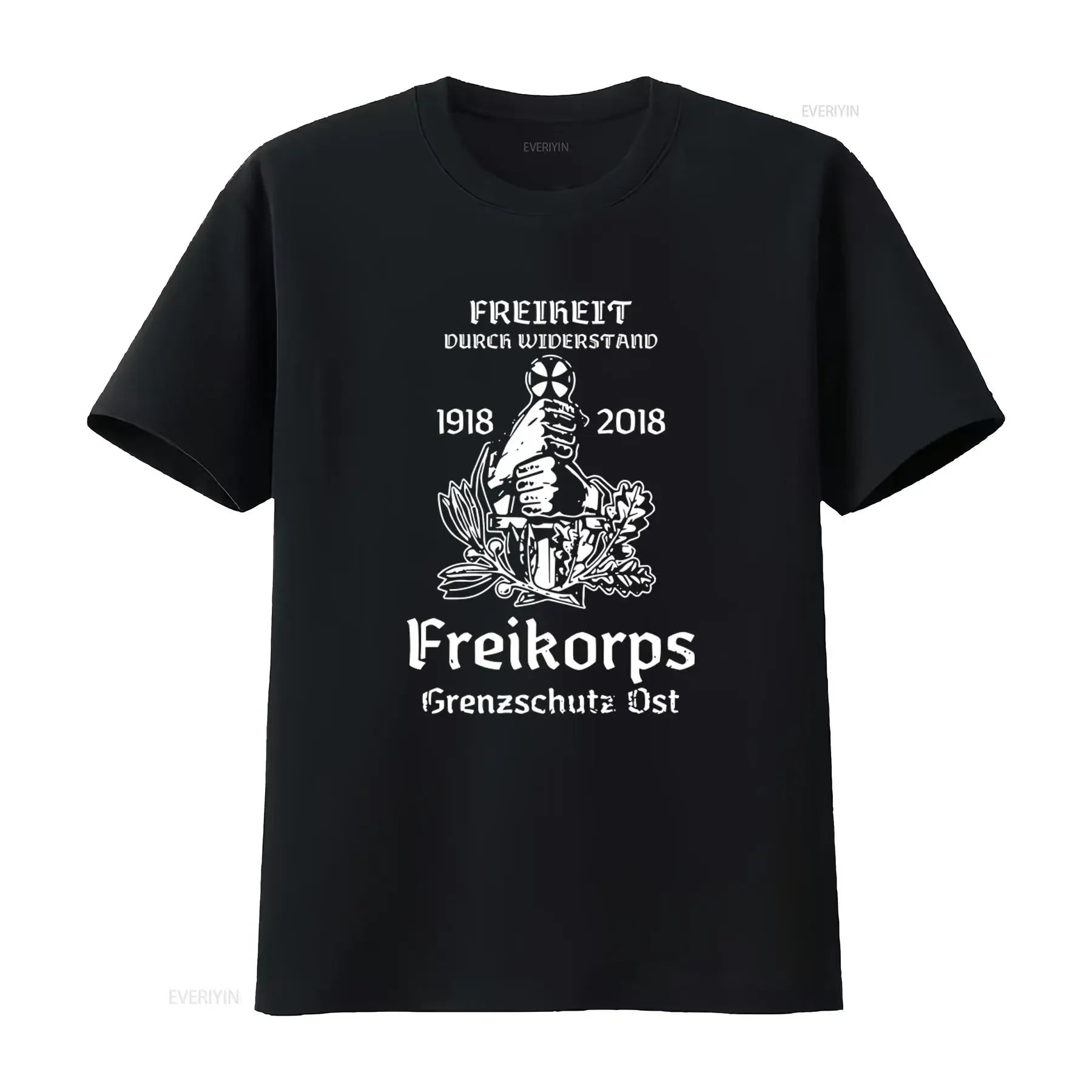T-shirt Freikorps Grenzschutz Ost, imprimé Freiheit Durch Widerstand 1918 2018, tailles S à 3XL, graphique vintage légèrement délavé