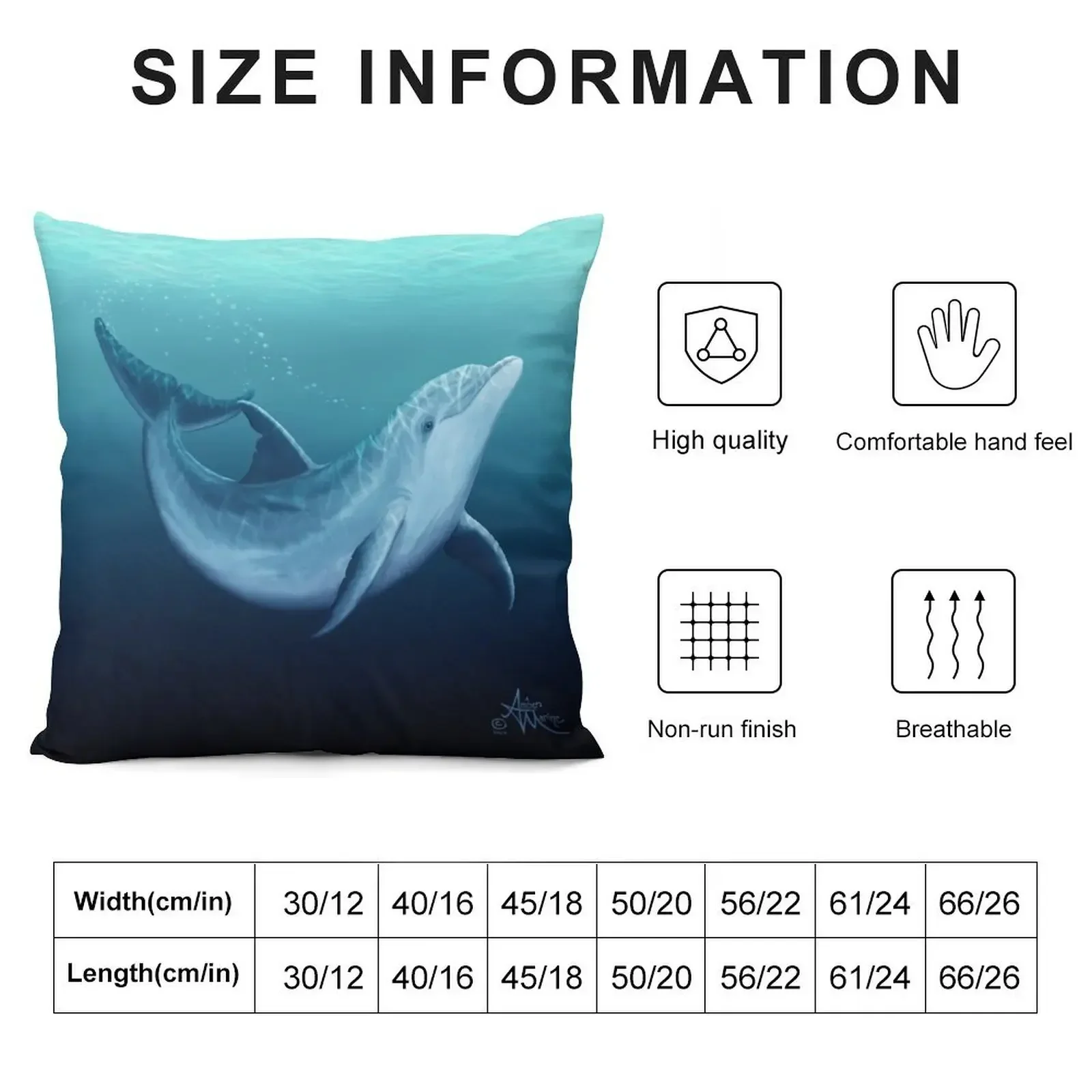 Riversoul Blue by Amber Marine ~ bottlenose dolphin digital painting, art ? 2014 Throw Pillow Cushions For Children pillow